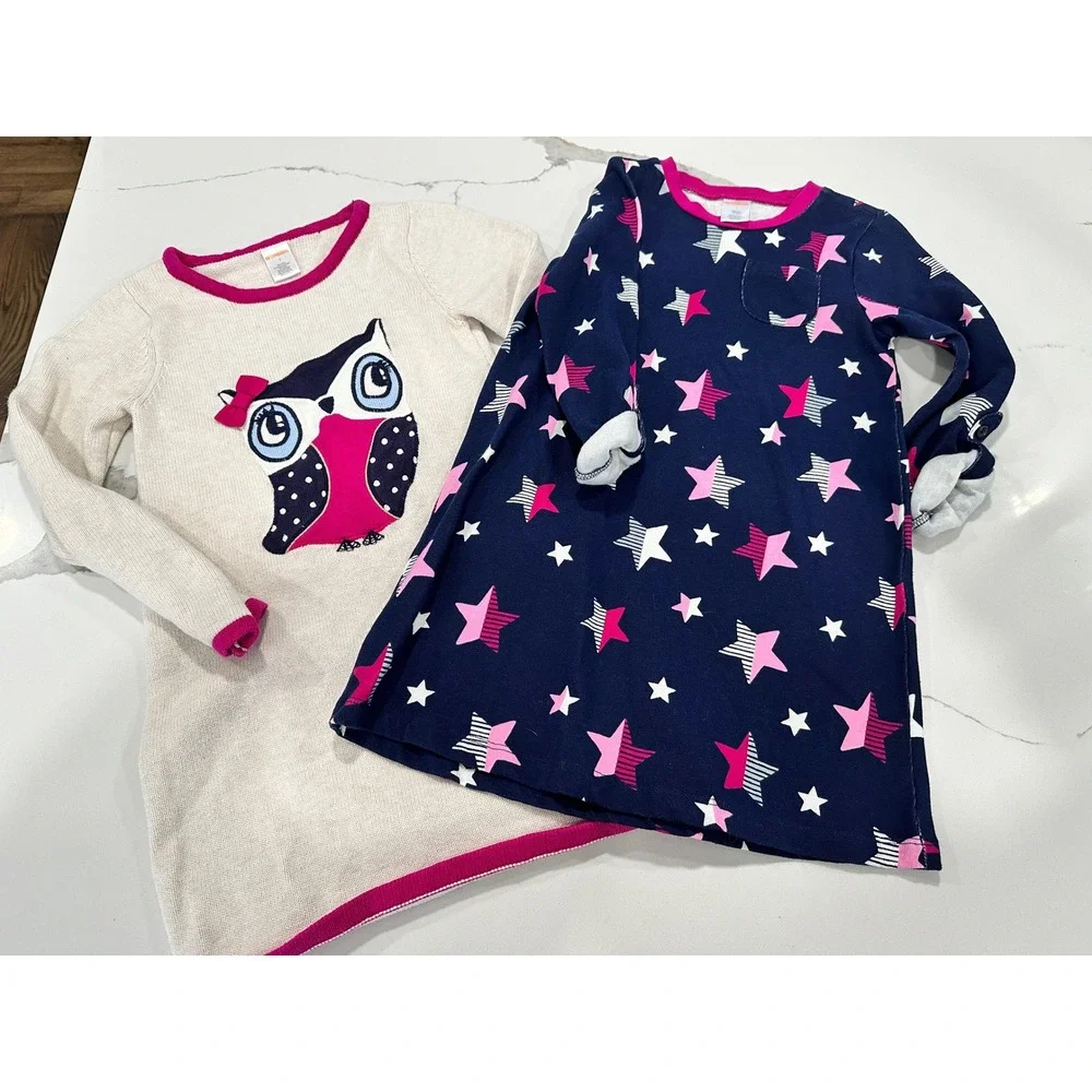 Gymboree Kids Girls Size 7 Owl Star Long Sleeve Dresses 2 Piece‎ Set